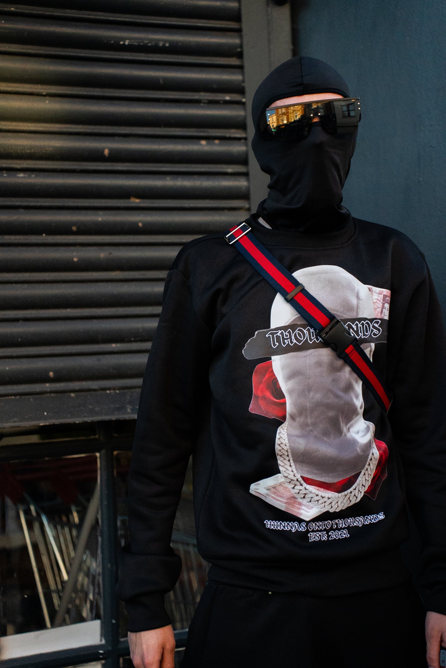 Hunnas Onto Thousands UK - "Balaclavas, Money & Roses" Tracksuit Set - Black