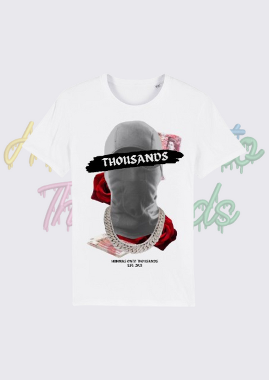 Hunnas Onto Thousands UK - "Balaclavas, Money & Roses" T-Shirt Black/White