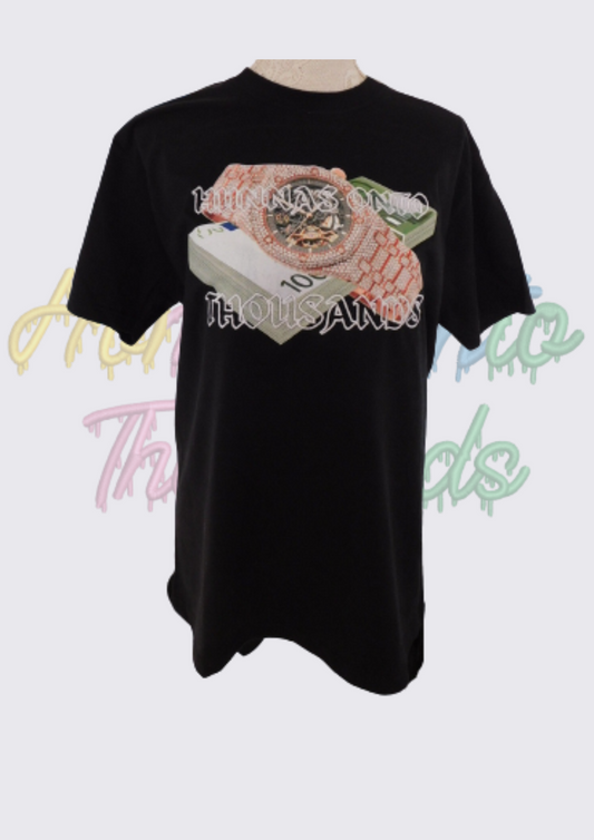 Hunnas Onto Thousands UK -  Official "Bustdown AP" T - Shirt - Black
