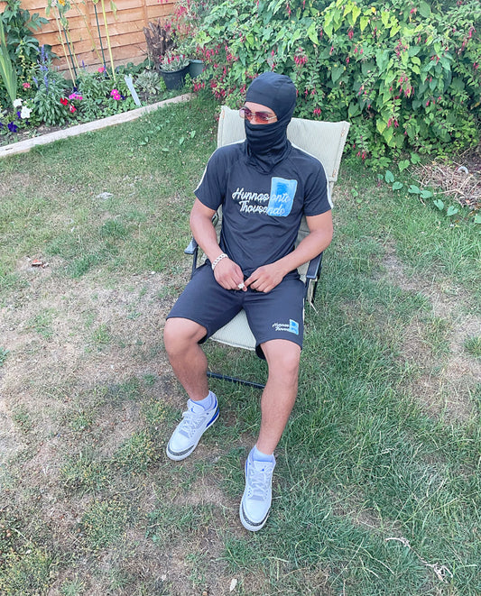 Hunnas Onto Thousands UK - Official "Ice Block"  T-Shirt + Shorts Set - Black