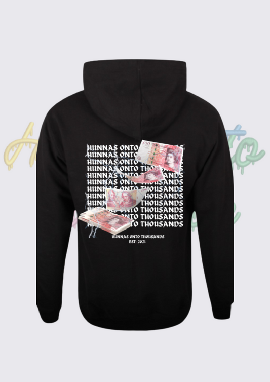 Hunnas Onto Thousands -  Official “£50 Notes” Hoodie - Black/Grey