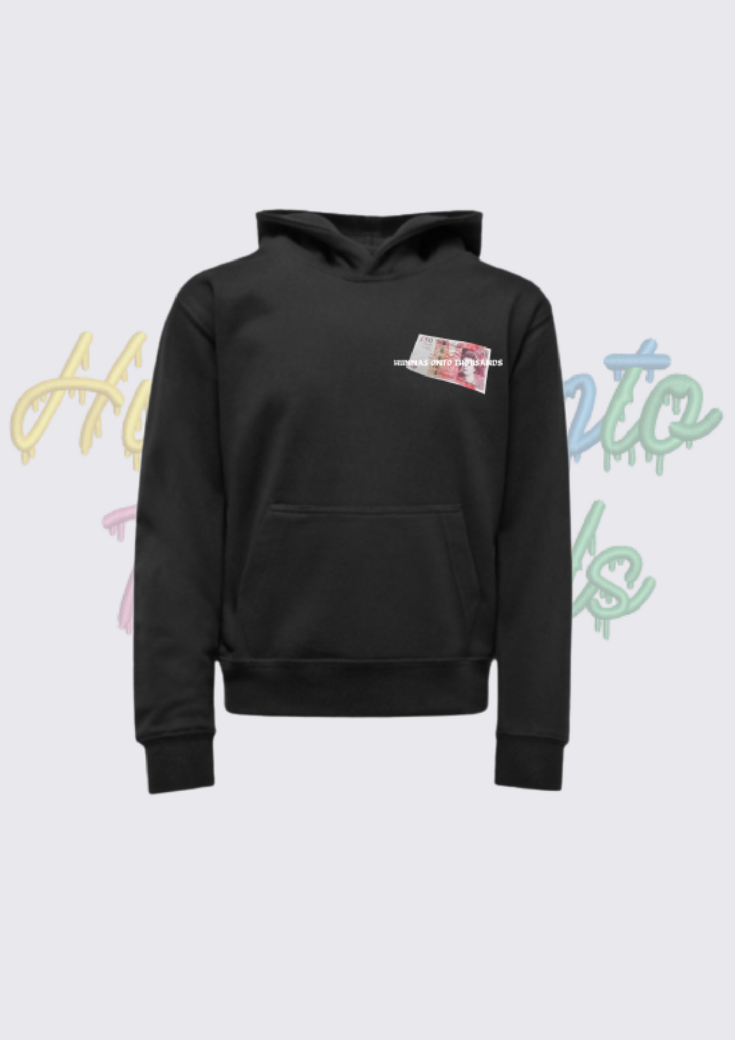 Hunnas Onto Thousands -  Official “£50 Notes” Hoodie - Black/Grey