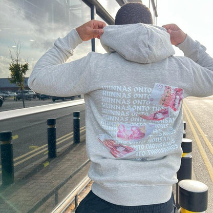 Hunnas Onto Thousands -  Official “£50 Notes” Hoodie - Black/Grey